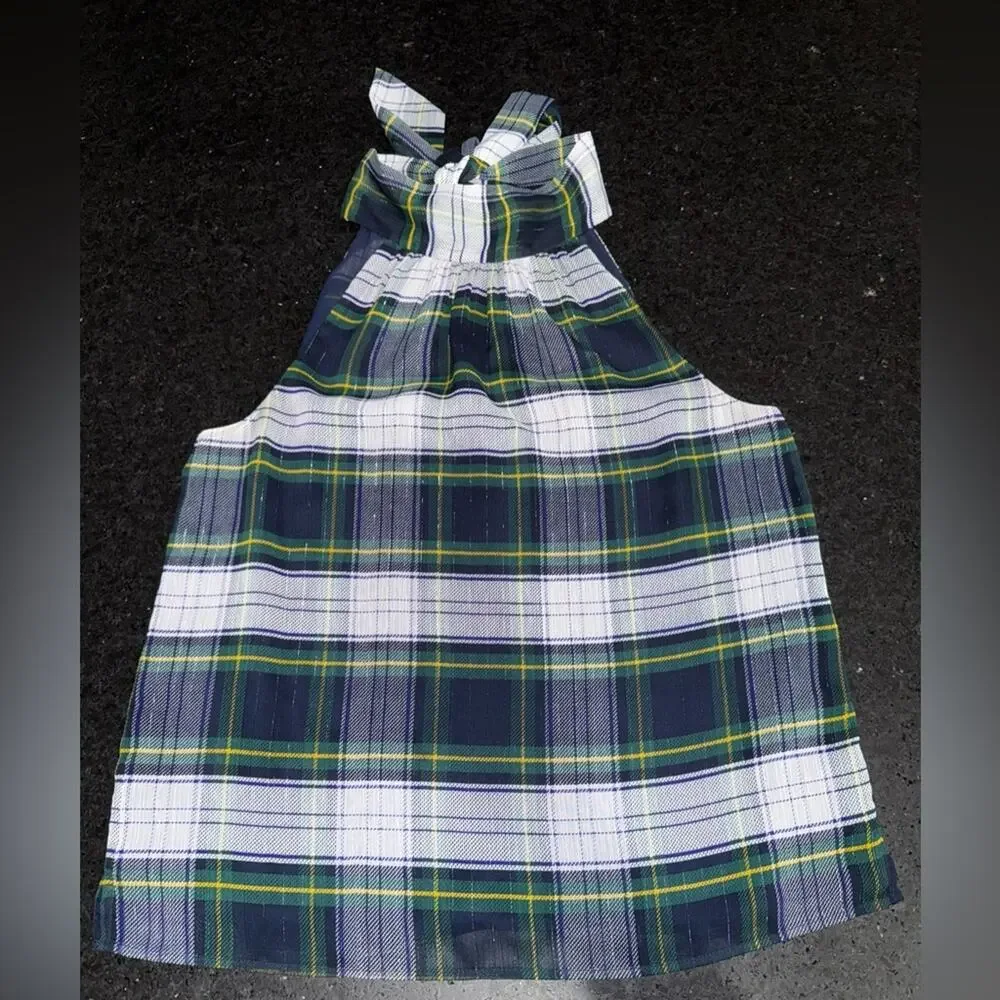 UEC J. CREW Highland Tartan Tie-Neck Halter Top Blouse SZ 10